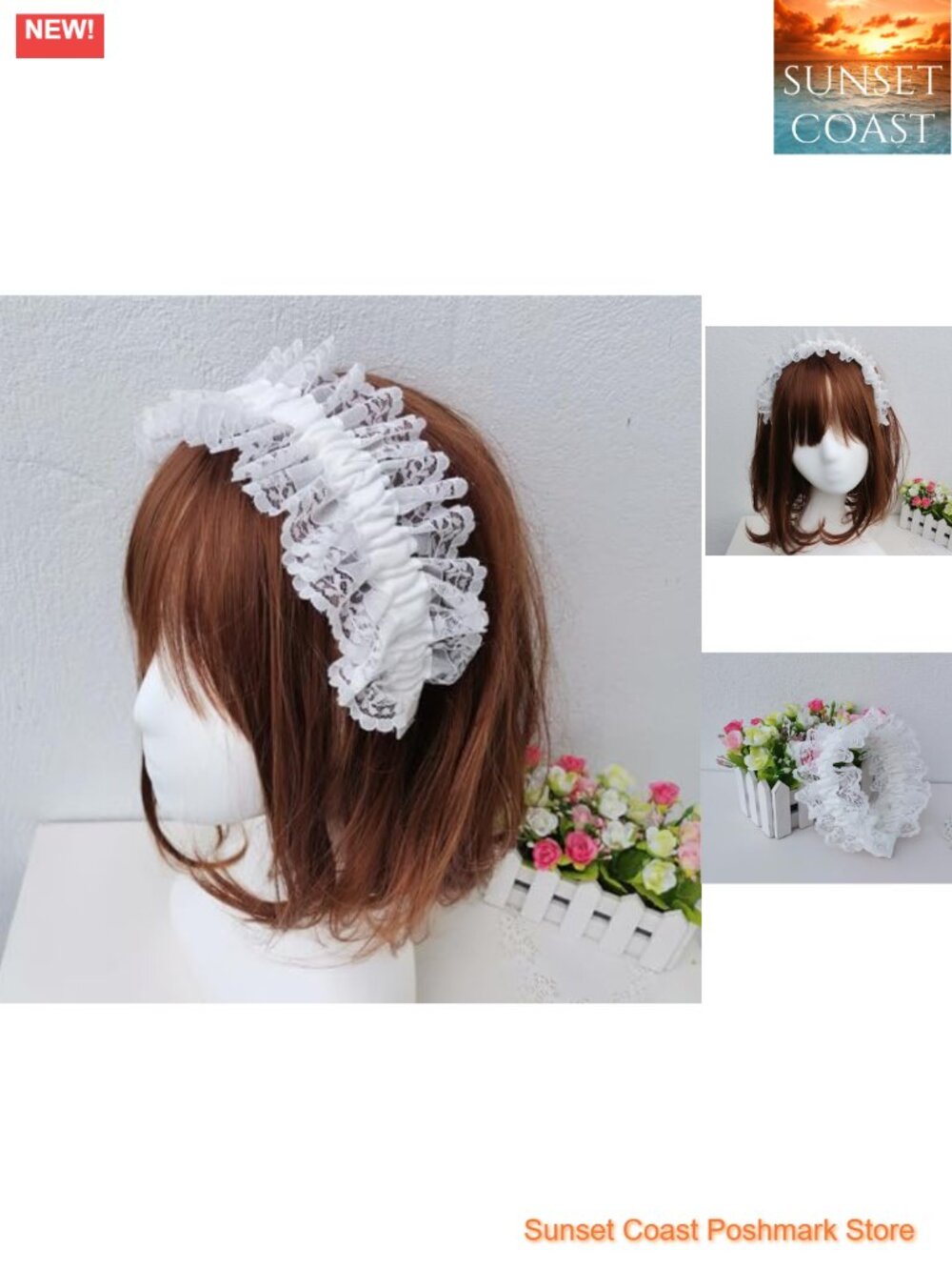 Lace Headband White Ruffled Hair Accessories Lolita Gothic Vintage Cosplay